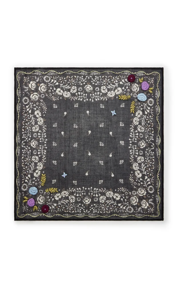 Embroidered Floral Bandana