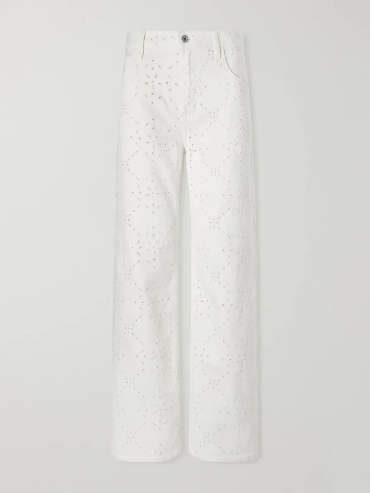 Lindz mid-rise embroidered straight-leg jeans