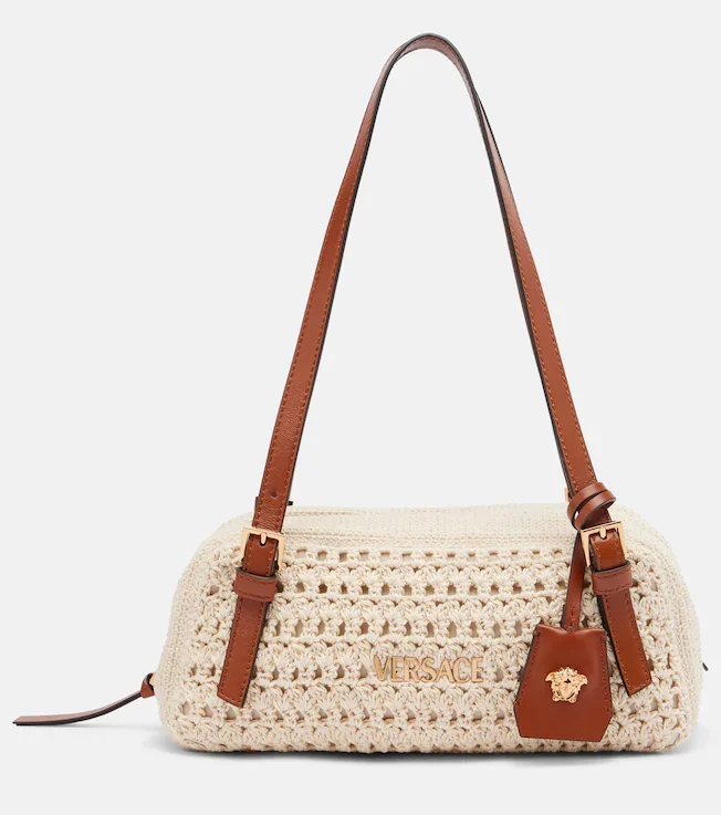 Versace Tag Small crochet shoulder bag