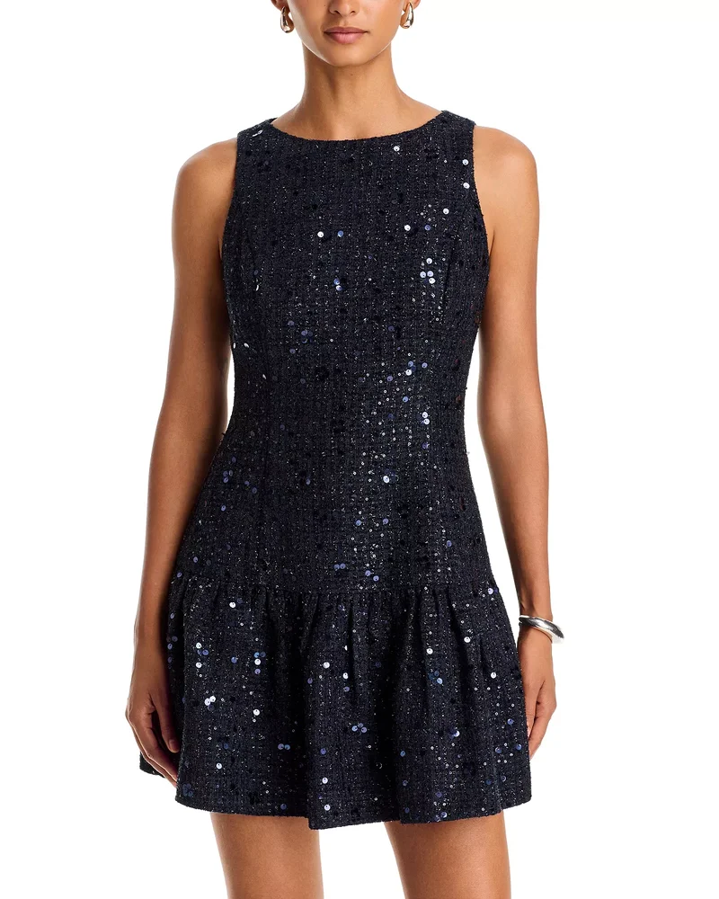 Sequin Tweed Drop Waist Mini Dress, Exclusive
