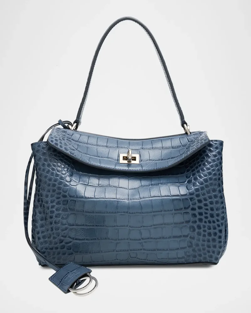 Rodeo Croc-Embossed Leather Top-Handle Bag