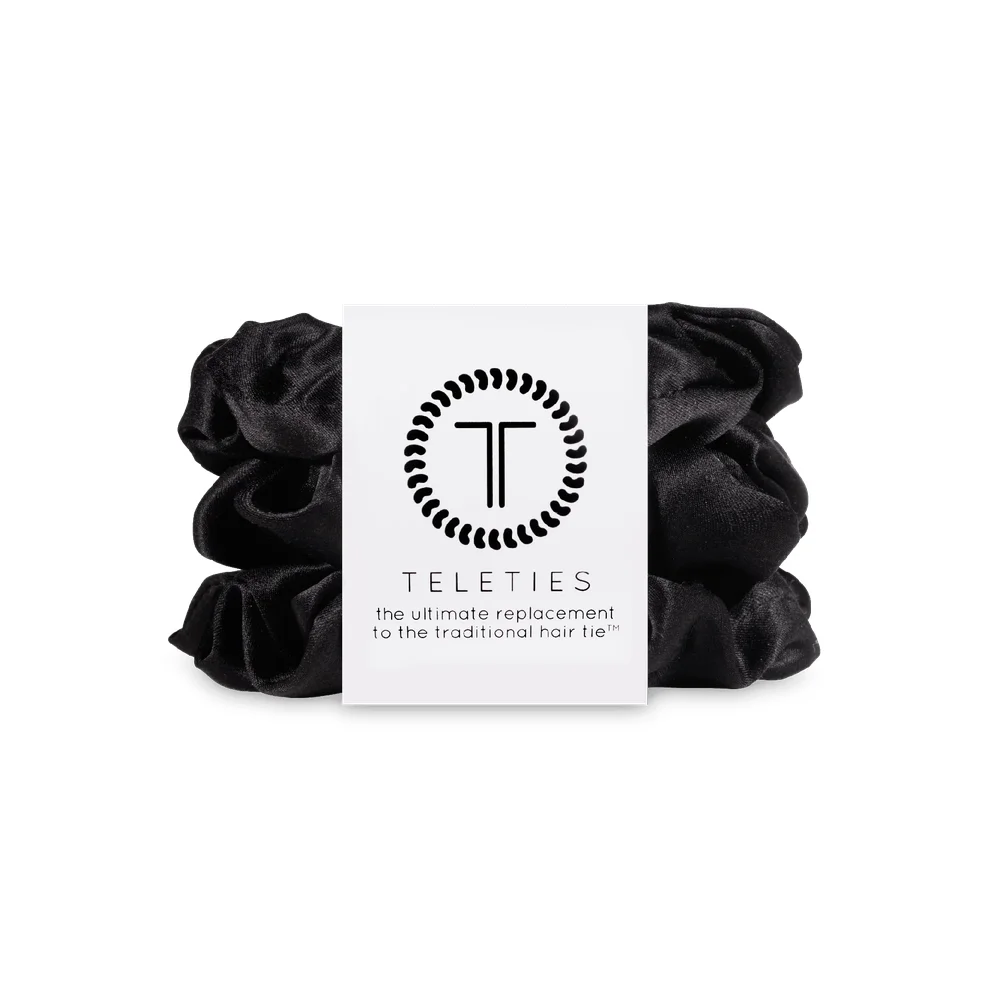 Jet Black Large Silk Scrunchies