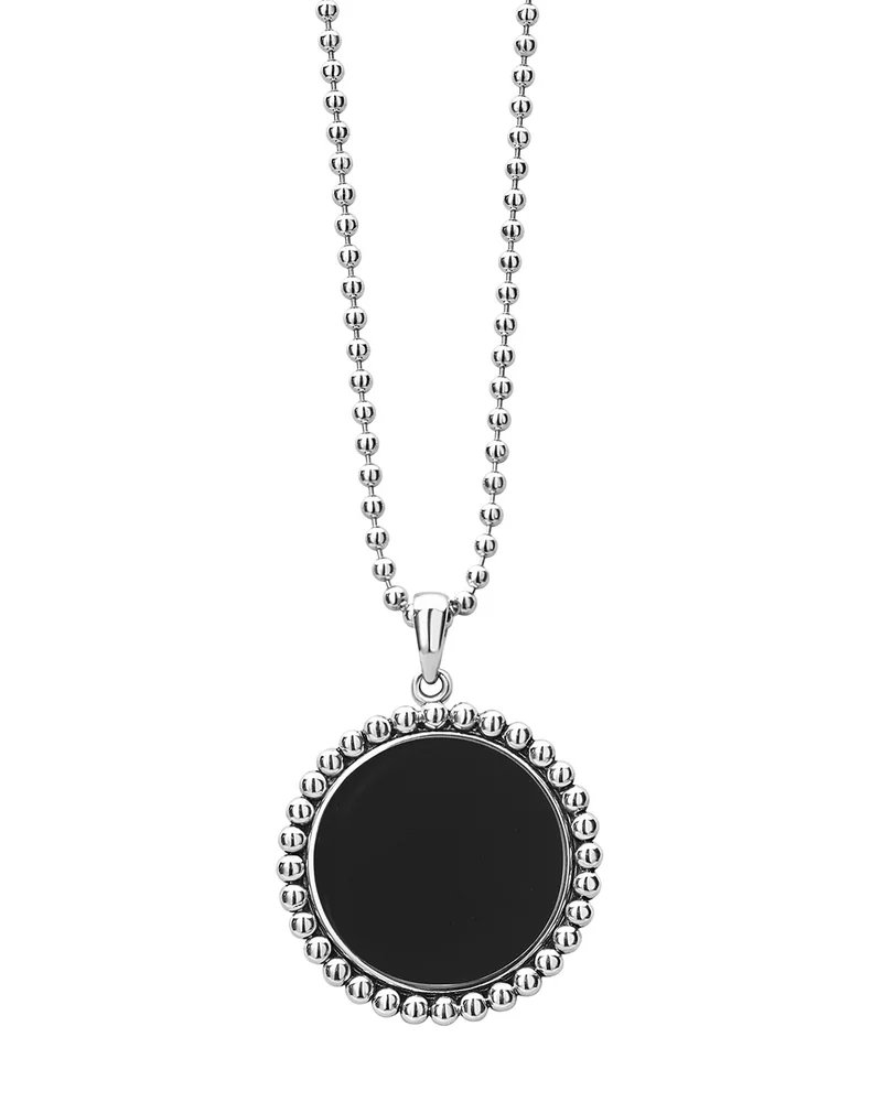 Sterling Silver Maya Black Onyx Circle Pendant Necklace, 34"