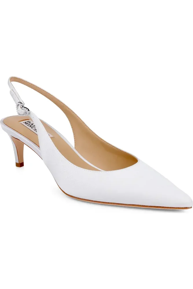 Ruthie Slingback Pointed Toe Pump (White Crepe)