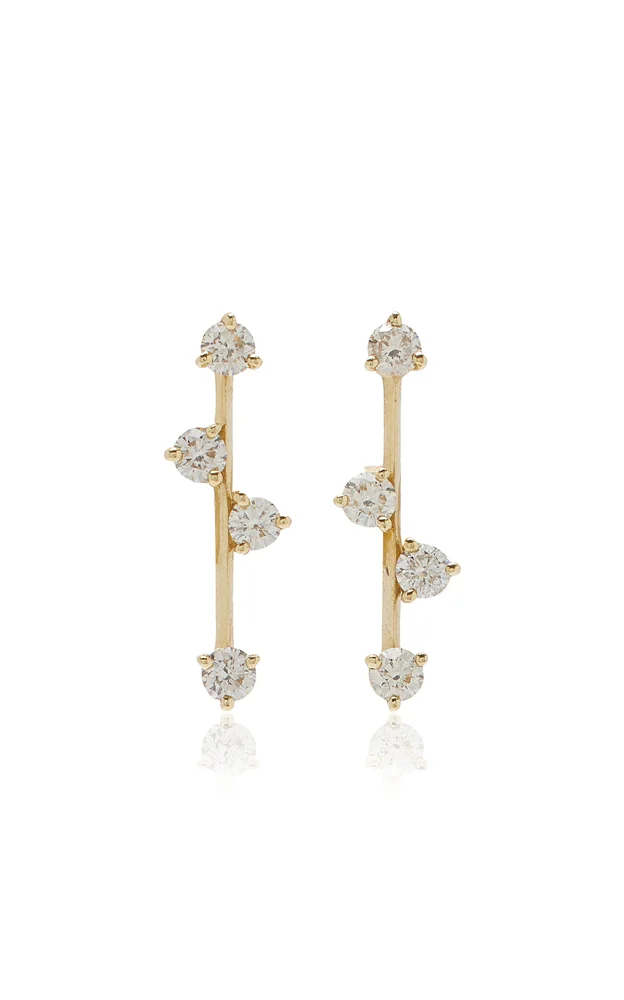 XL Milk Space Bars 14K Yellow Gold Diamond Earrings