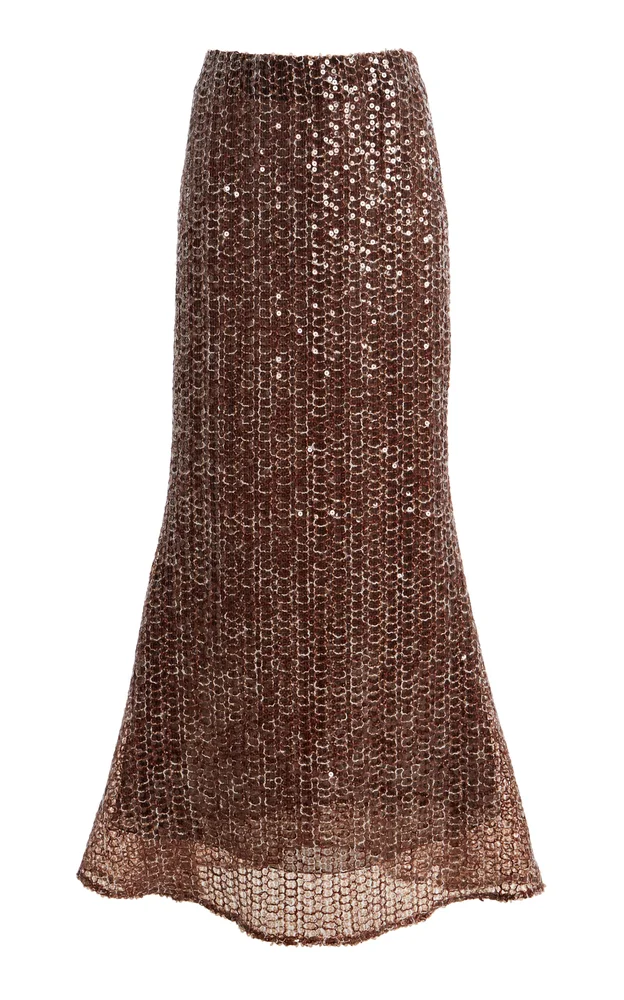 Exclusive Lindsay Crochet Sequin Maxi Skirt