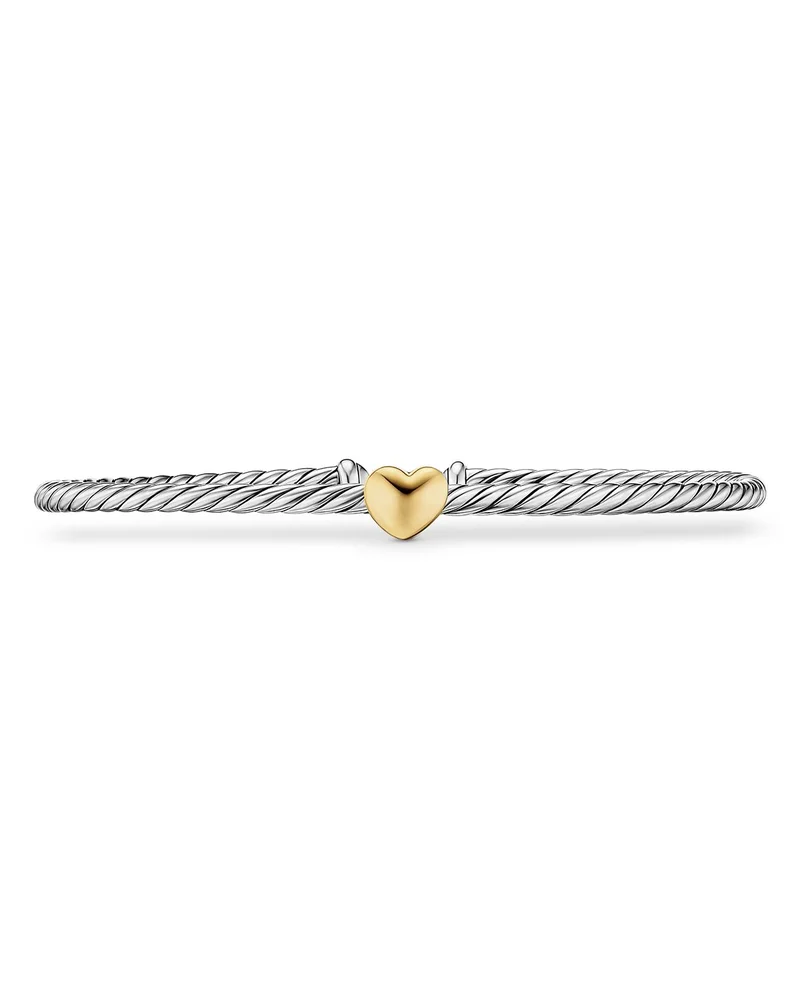 Micro Cable Flex Heart Station Bracelet with 14K Gold