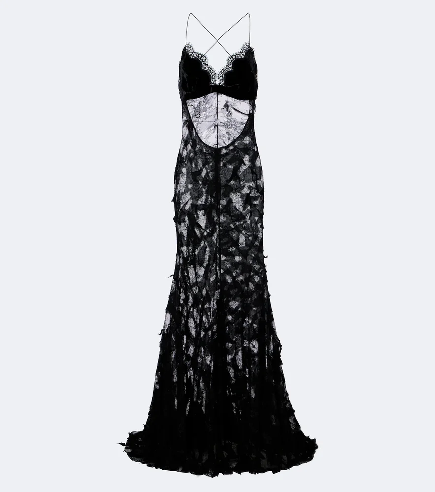 Lace and velvet gown