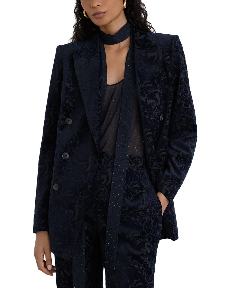 Flocked Velvet Double Breasted Blazer - Exclusive