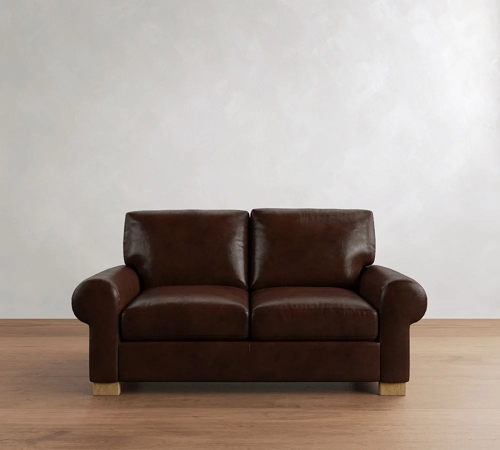 Turner Roll Arm Leather Apartment Sofa (69")