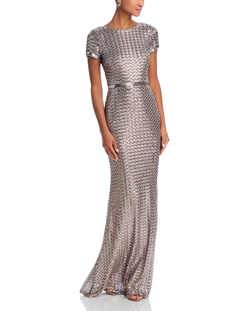 Belted Sequin Gown
