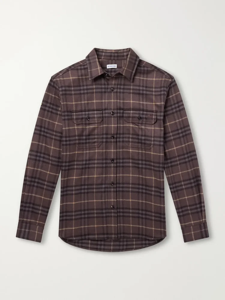 Checked Wool-Twill Flannel Shirt