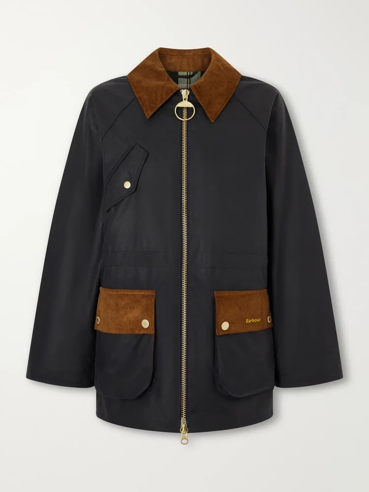 Treeton corduroy-trimmed cotton jacket