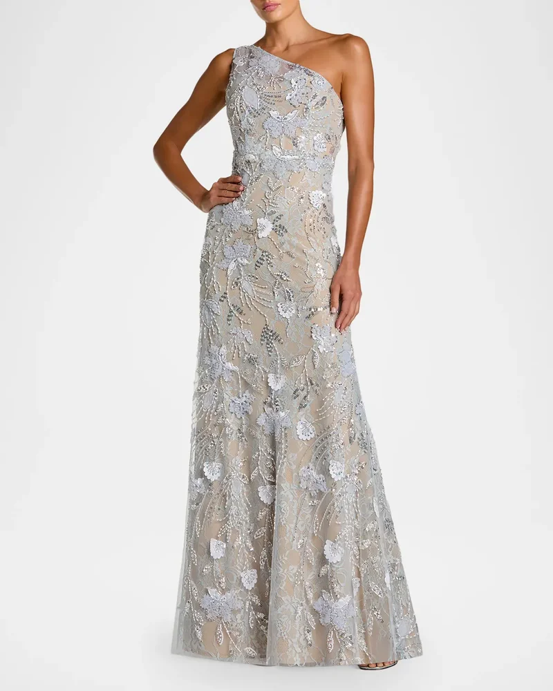 One-Shoulder Neckline Trumpet Gown