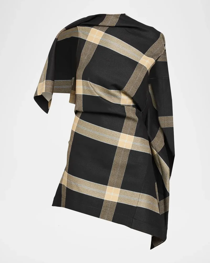 Draped Check Dress