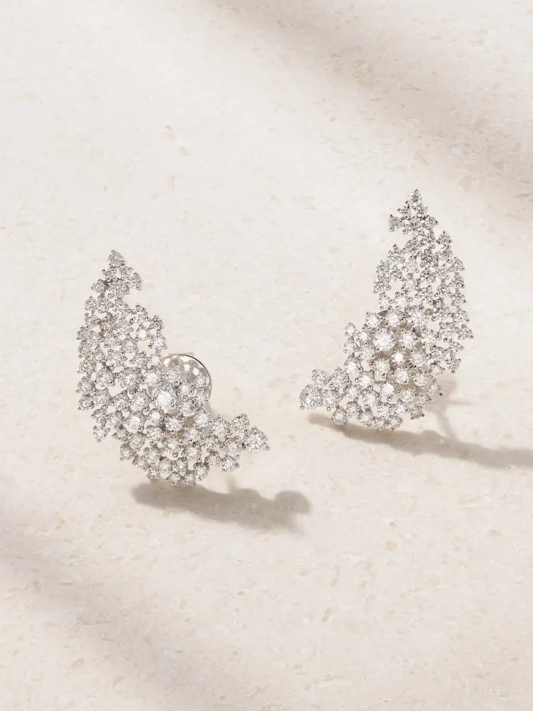 Scatter 18-karat white gold diamond earrings