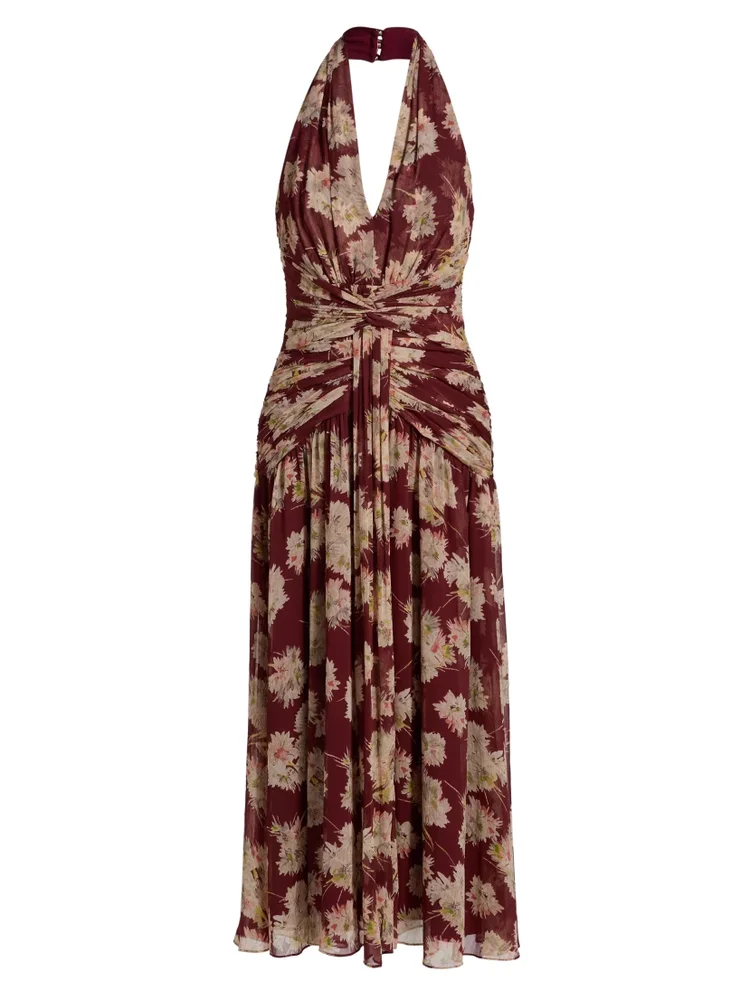 Mae Bouquet Jelica Floral Halterneck Midi-Dress