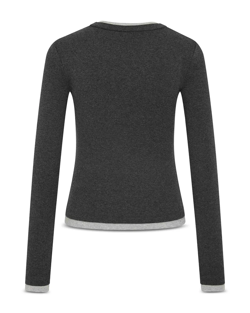 Cotton V Neck Long Sleeve Top