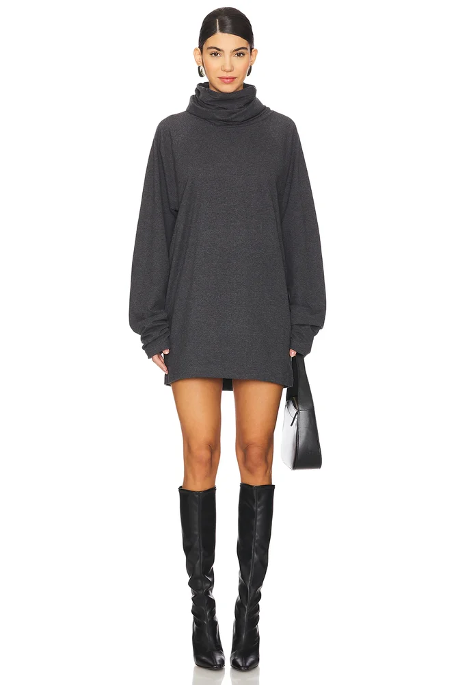 Oversized Raglan Sleeve Turtleneck Mini Dress