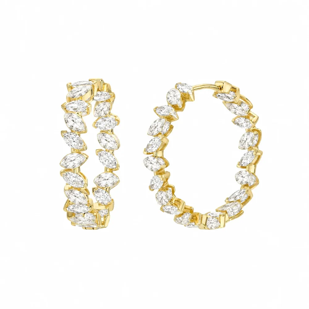 Dancing Marquise All Around Diamond Hoop Earrings