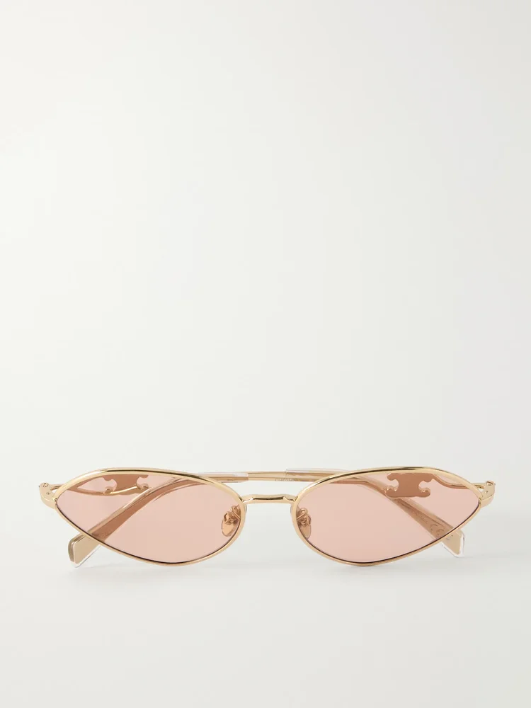 Wire 01 oval-frame gold-tone sunglasses