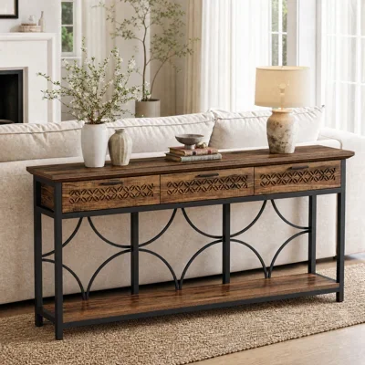 70.8" Console Table with 3 Drawers and Shelves