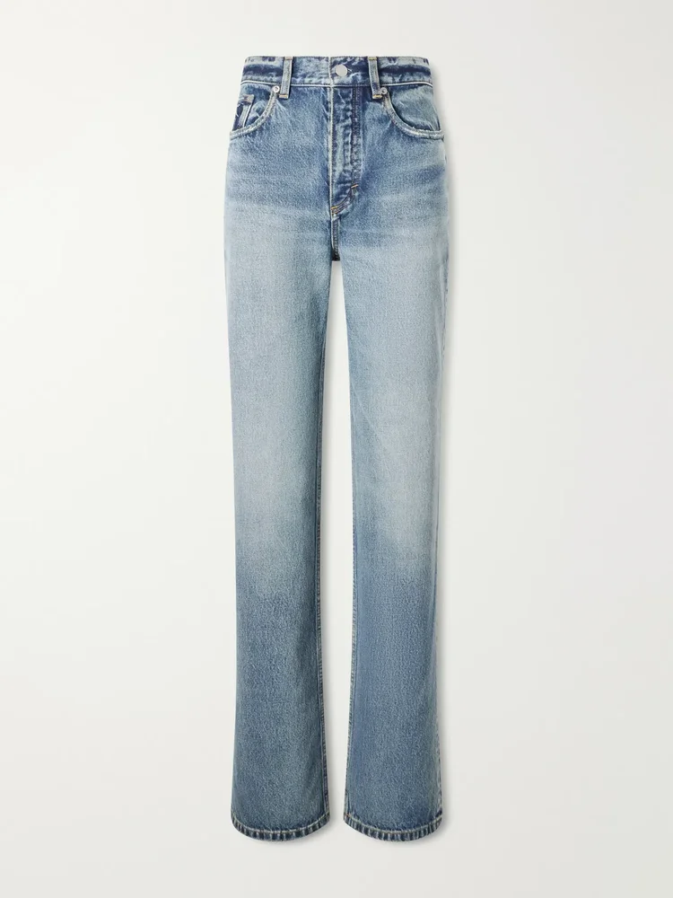 high waist straight leg jeans