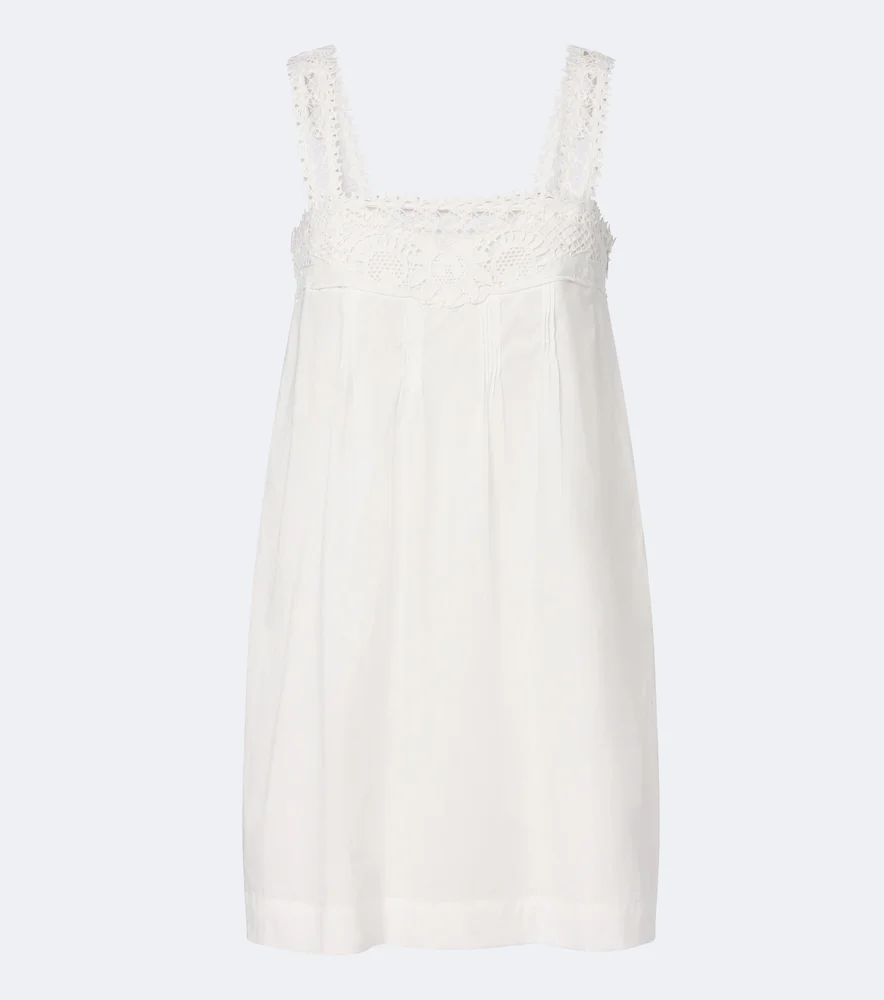 Veda crochet-trimmed cotton minidress
