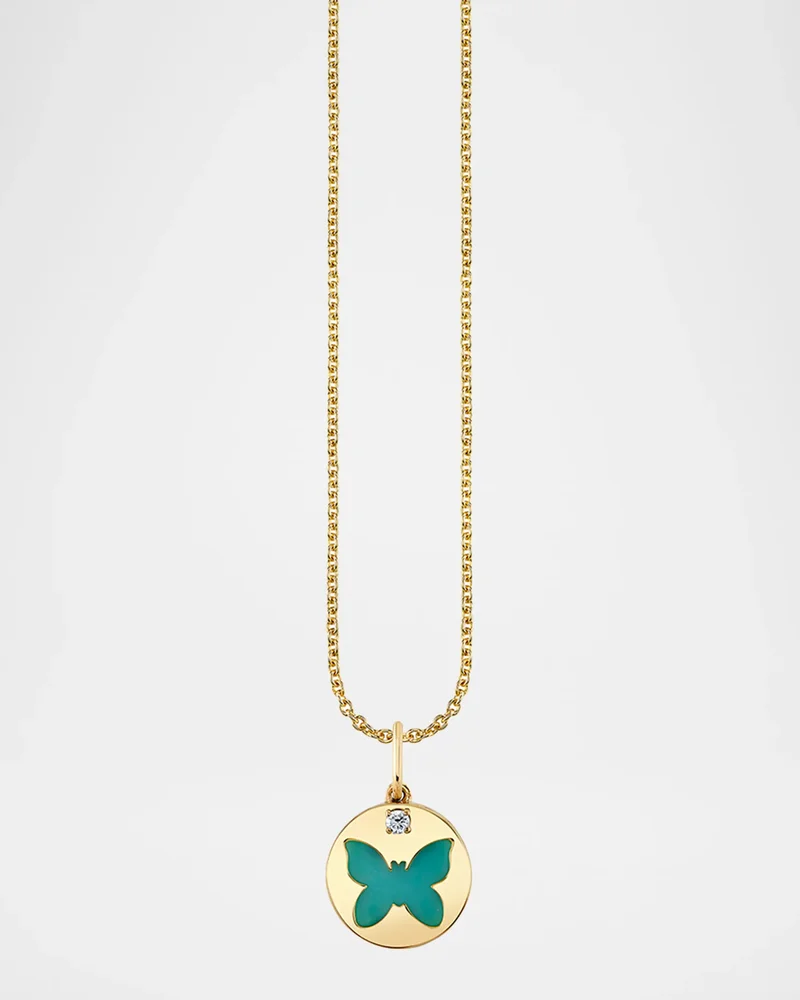 Butterfly Stone Inlay Icon Charm Necklace