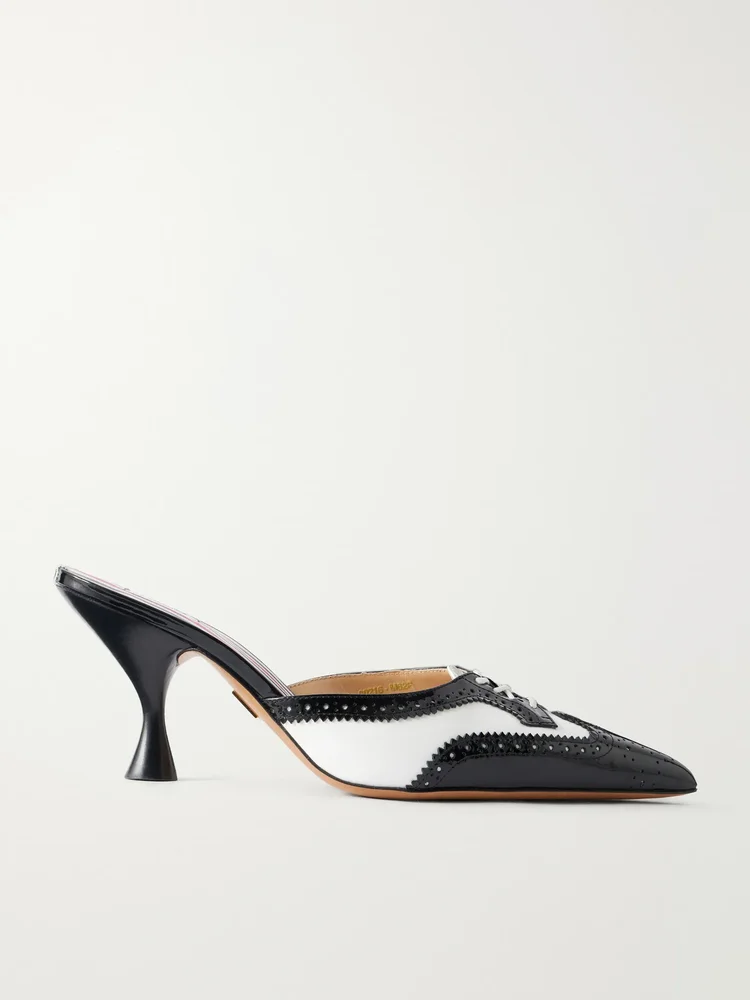 75 two-tone lace-up patent-leather pumps