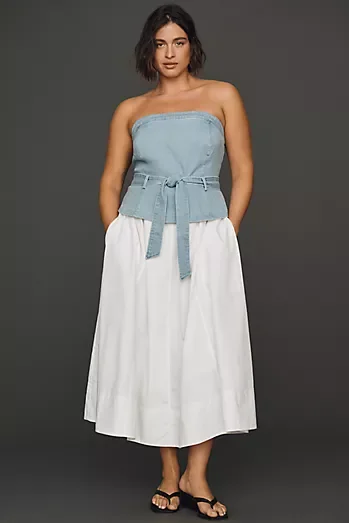 En Saison Harlow Plus Denim Midi Dress