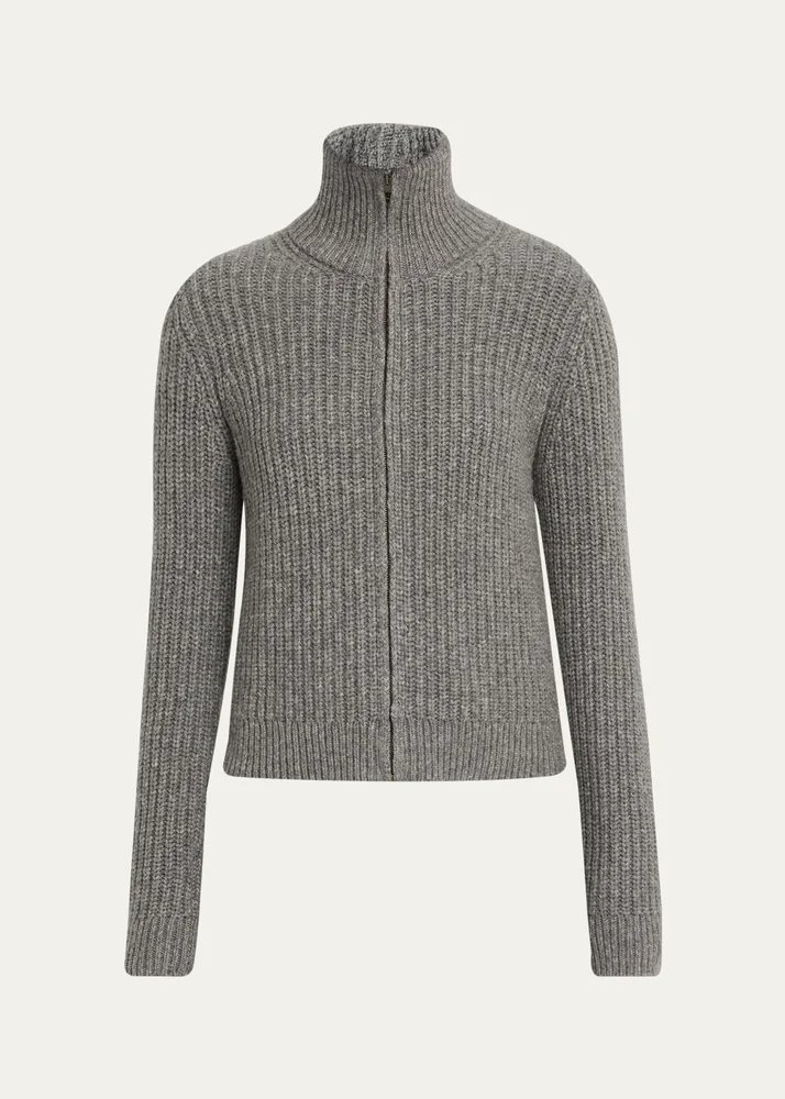 Arlen Funnel-Neck Wool-Blend Knit Cardigan