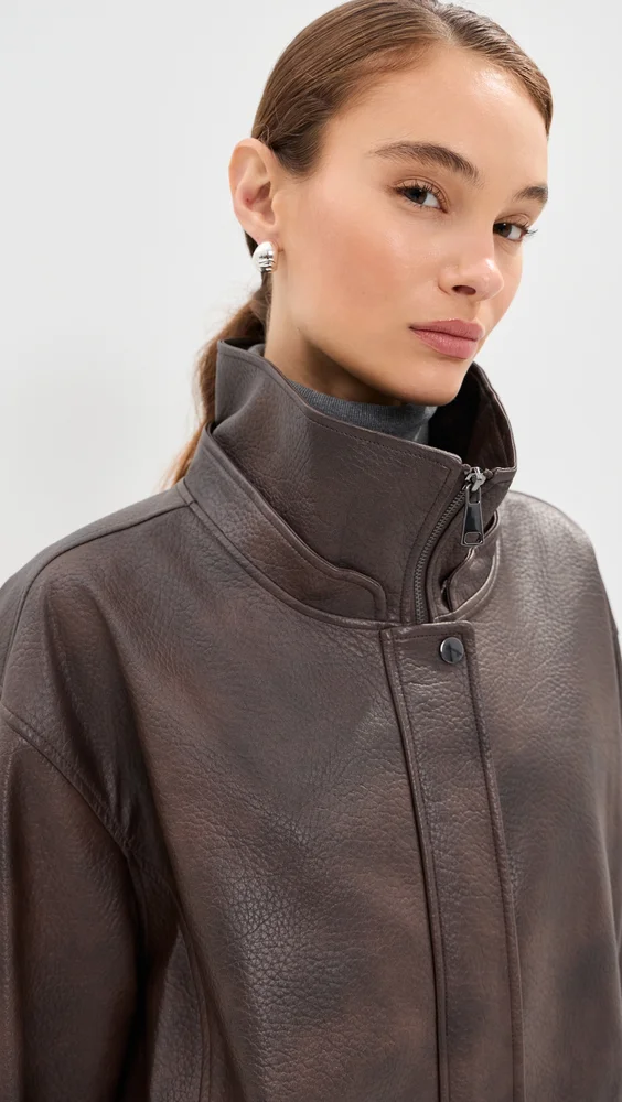 Pebble Faux Leather Bomber