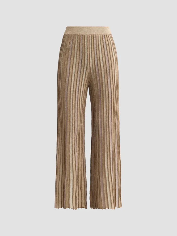 Metallic Ribbed Knit Pants