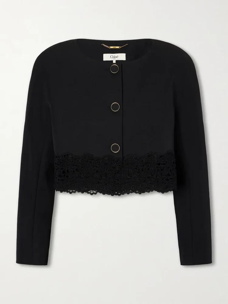 lace embroidered wool evening jacket