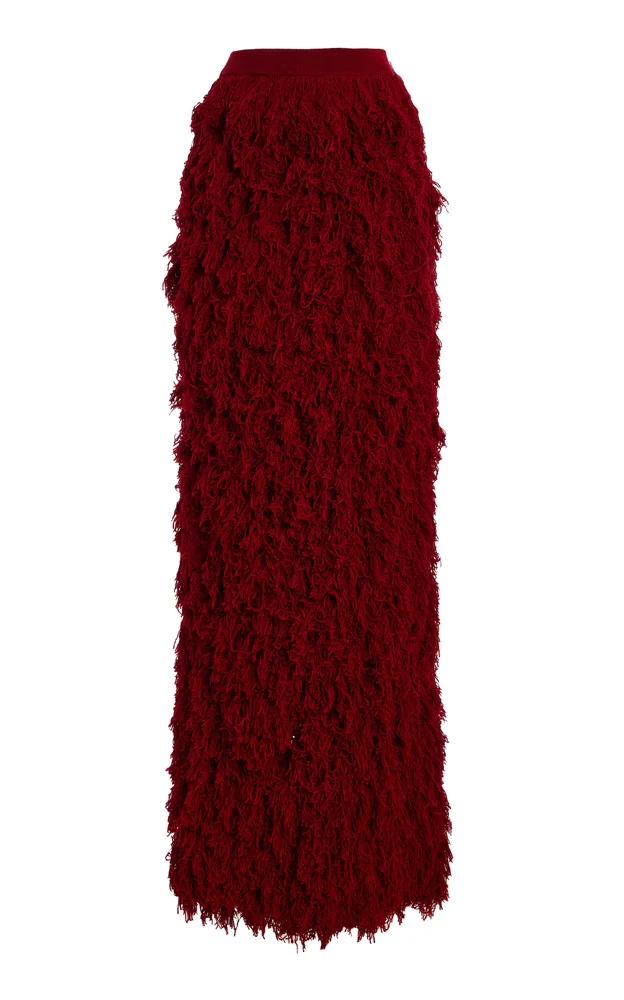Curly Textured Wool Maxi Skirt