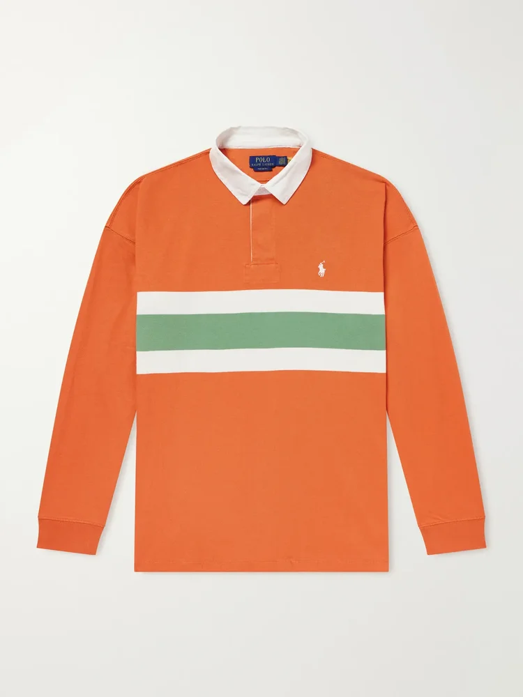 Logo-Embroidered Striped Cotton Polo Shirt