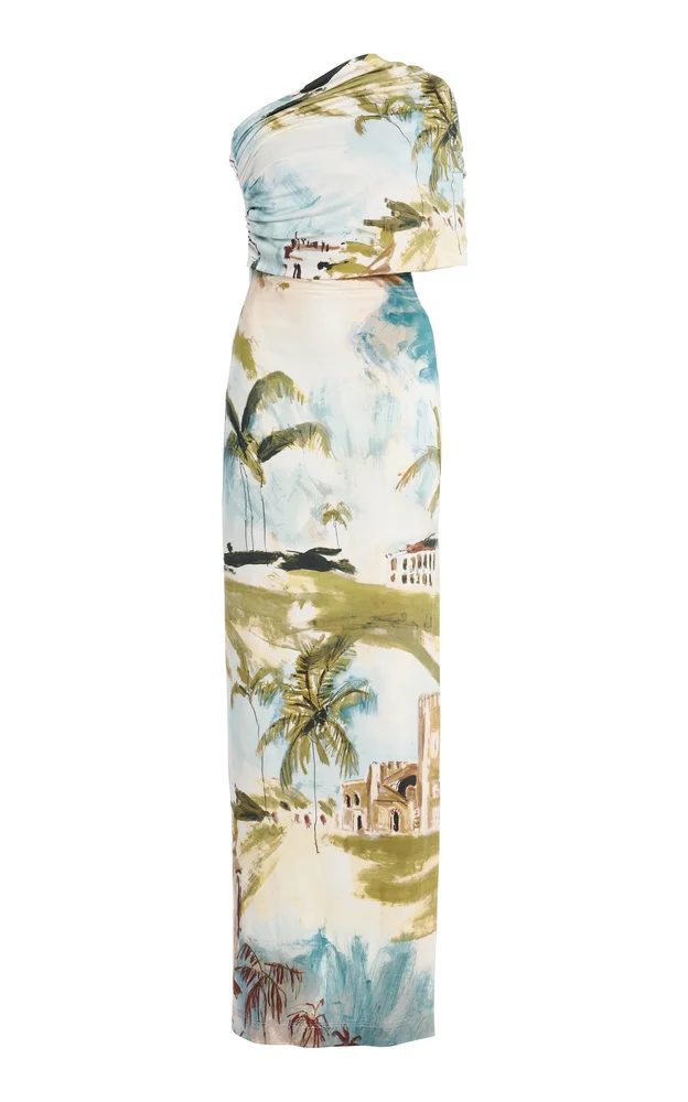 One-Shoulder Draped Maxi Dress