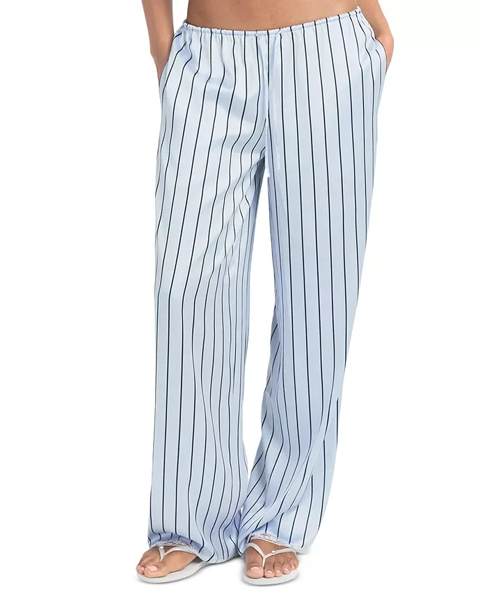 Woven Shine Sleep Pants with Lace