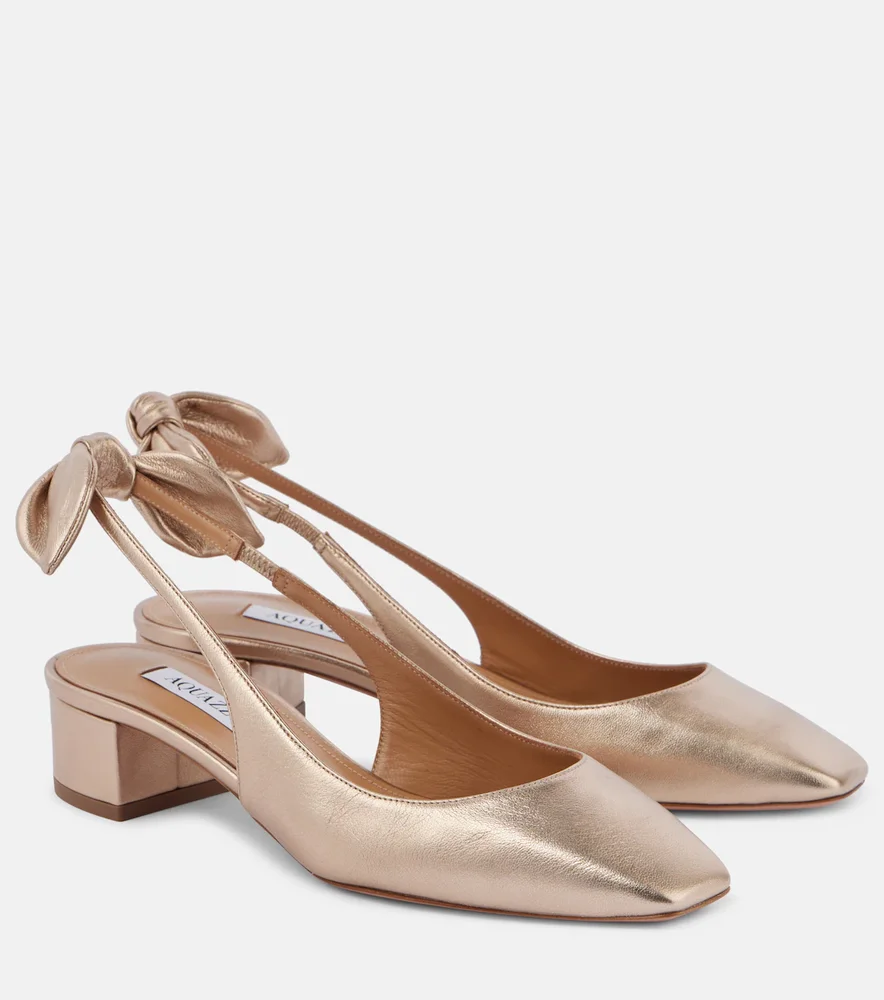 Very Bow 35 metallic leather slingback pumps