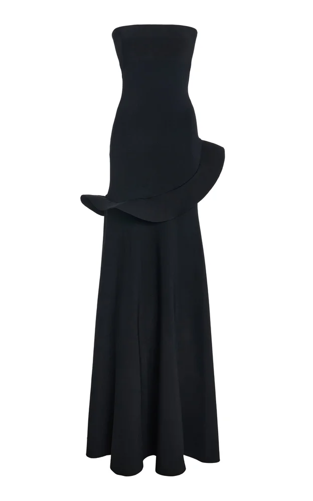 Flounce Crepe Knit Gown