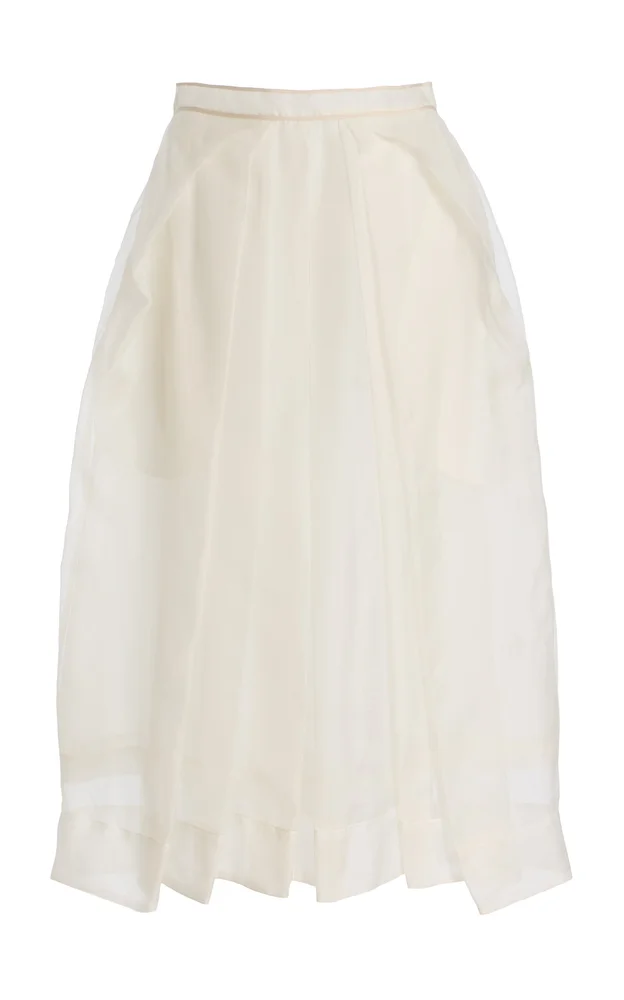 Exclusive Brise Silk Organza Midi Skirt