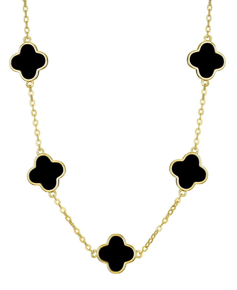 Metal-tone Black Clover Station Necklace