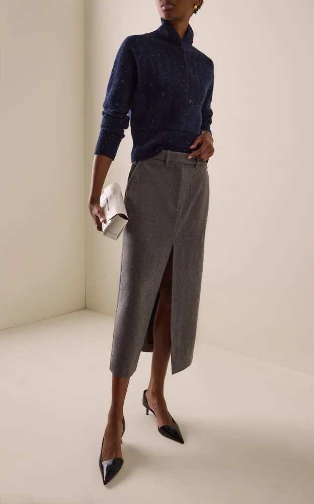 Tailored Wool Cashmere Pencil Skirt