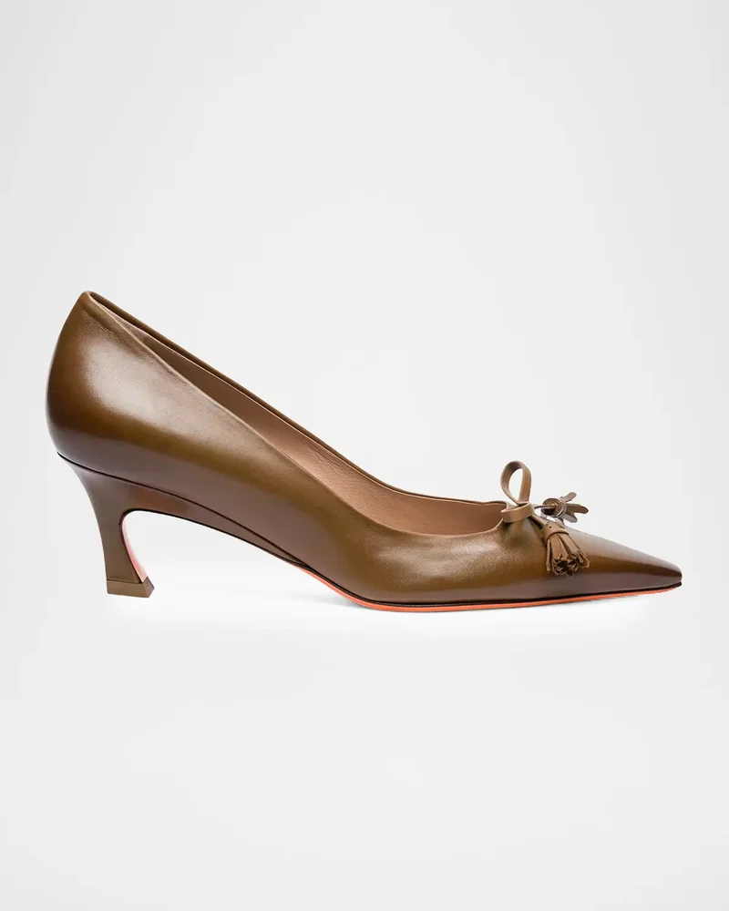 55mm Leather Bow Pumps