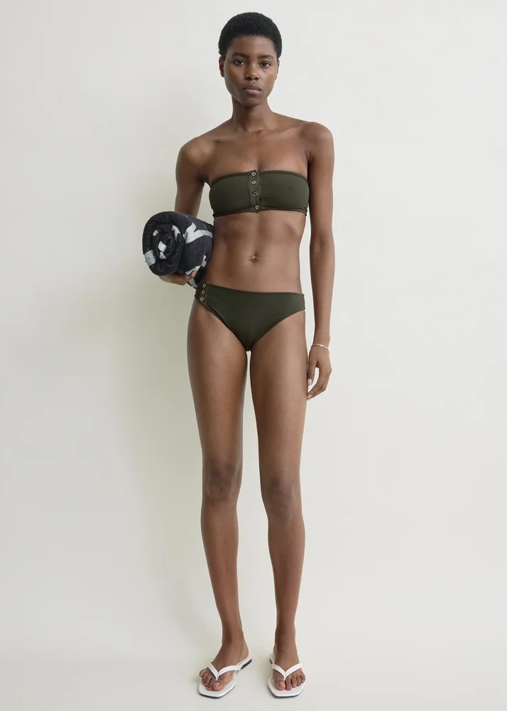 Toteme - INT Ribbed strapless bikini top dark green