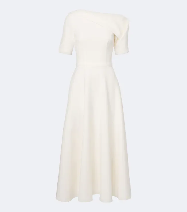 Bridal Melinda belted crêpe midi dress