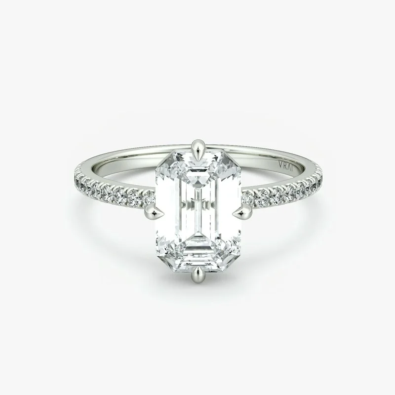 Compass Solitaire Engagement Ring, Emerald 1.8ct, White Gold