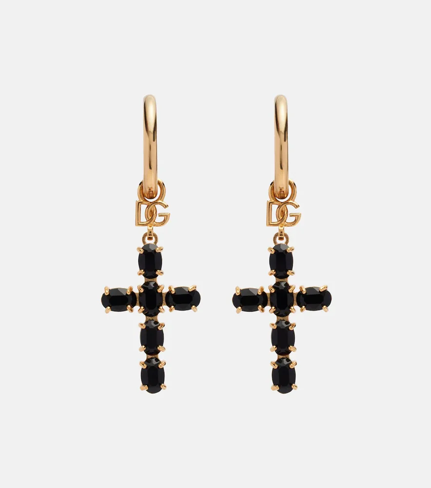 Crystal-embellished drop earrings