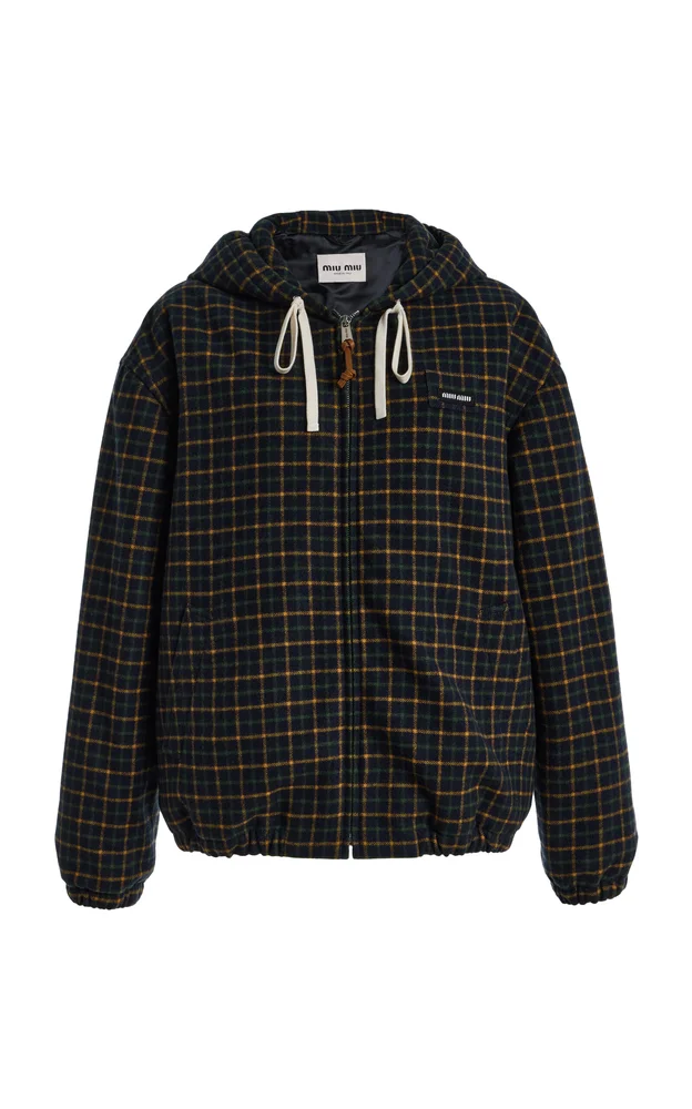 Checkered Wool-Blend Jacket